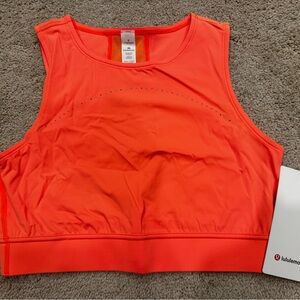 NWT Lululemon Hotty Hot Cropped Tank Size 8 HIOR Highlighter Orange Reflective